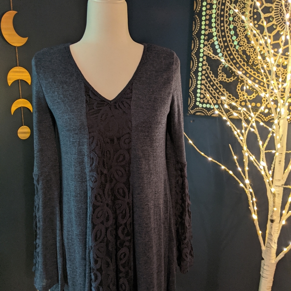 Francesca's navy bell sleeve dress